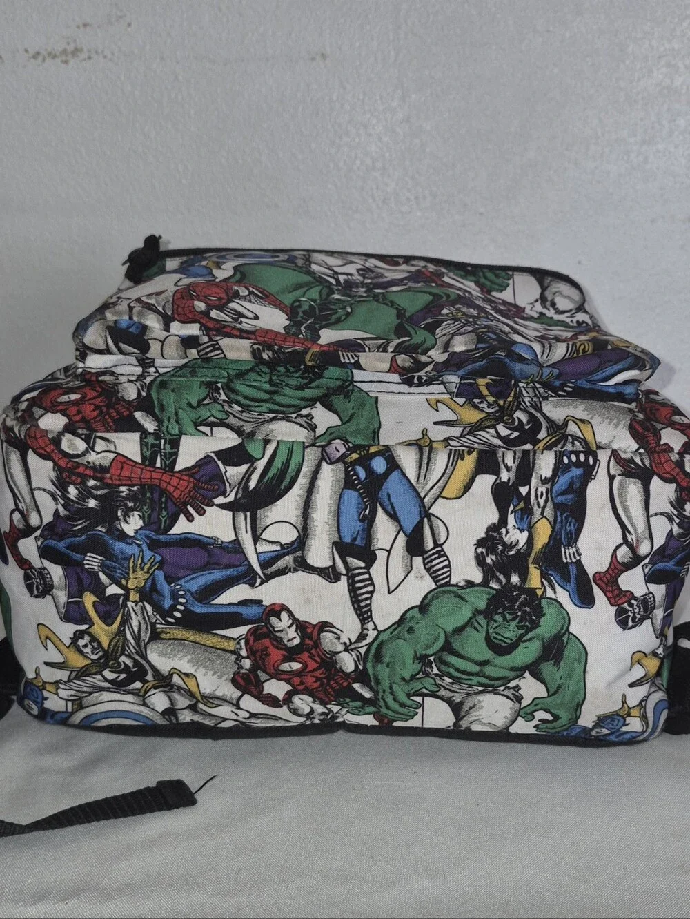 Marvel Avengers Multicolor Comic Character Backpack - White Base